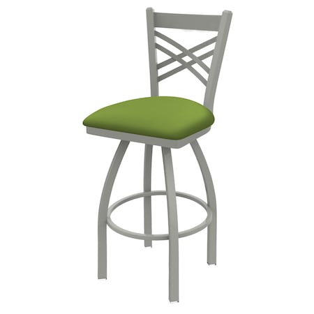 30 Swivel Bar Stool,Nickel Finish,Canter Kiwi Green Seat